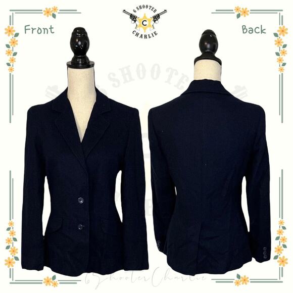 Vintage Bobbie Brooks Women's Wool Blend Navy Blue Lined Two Button Blazer Sz 8 - Picture 1 of 6